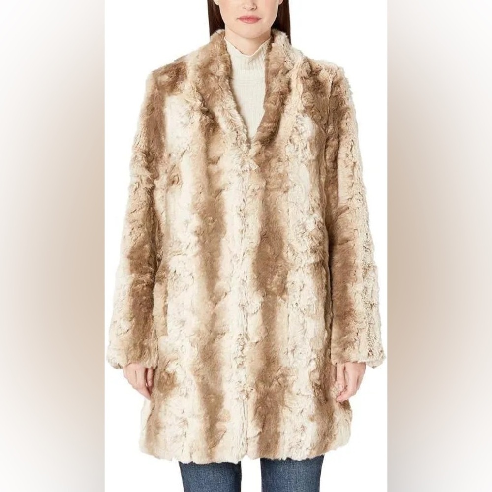Baldwin Leonore Faux Fur Coat Women's Tan Faux Fur Coat Size Medium, - Picture 4 of 10